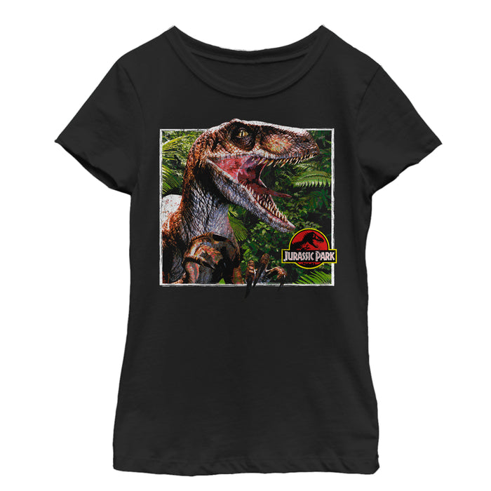 fifth sun Girl's Jurassic Park Velociraptor Is Hunting You From The Jungle T-Shirt