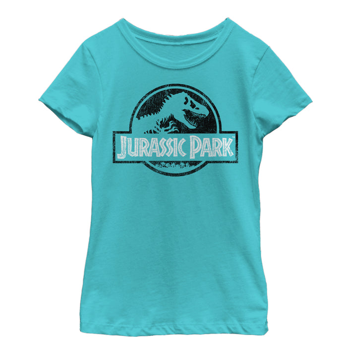 fifth sun Girl's Jurassic Park Vintage Black and White Logo T-Shirt