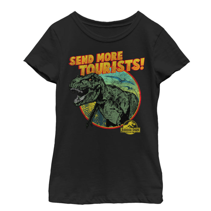 fifth sun Girl's Jurassic Park Vintage Send More Tourists T-Shirt