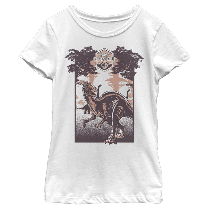fifth sun Girl's Jurassic World: Camp Cretaceous Dinosaur Travel Poster T-Shirt