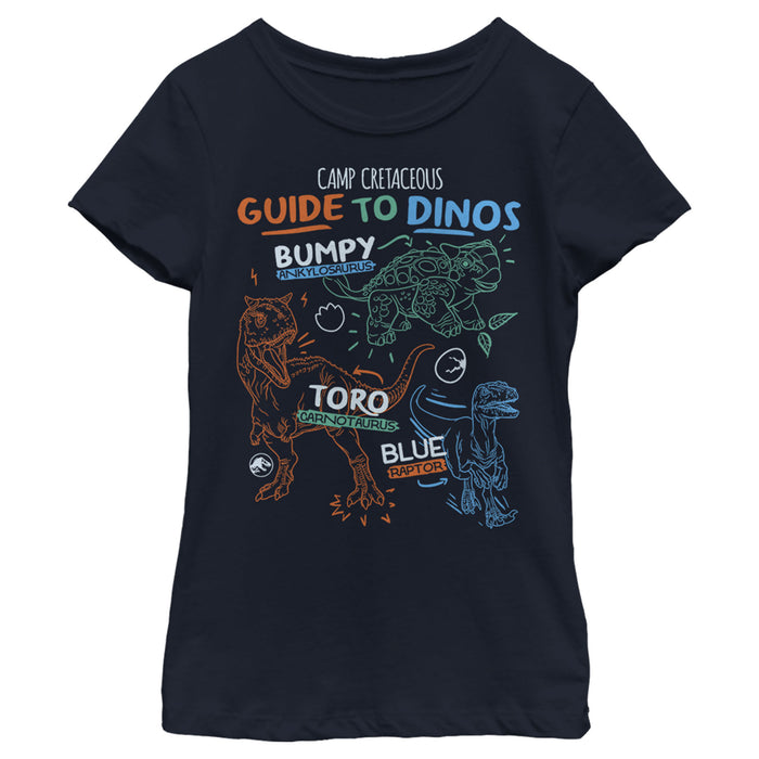 fifth sun Girl's Jurassic World: Camp Cretaceous Guide to Dinos T-Shirt