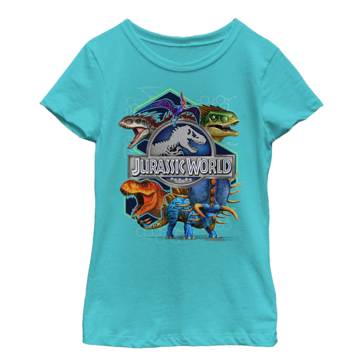 fifth sun Girl's Jurassic World Dino DNA Sequence T-Shirt