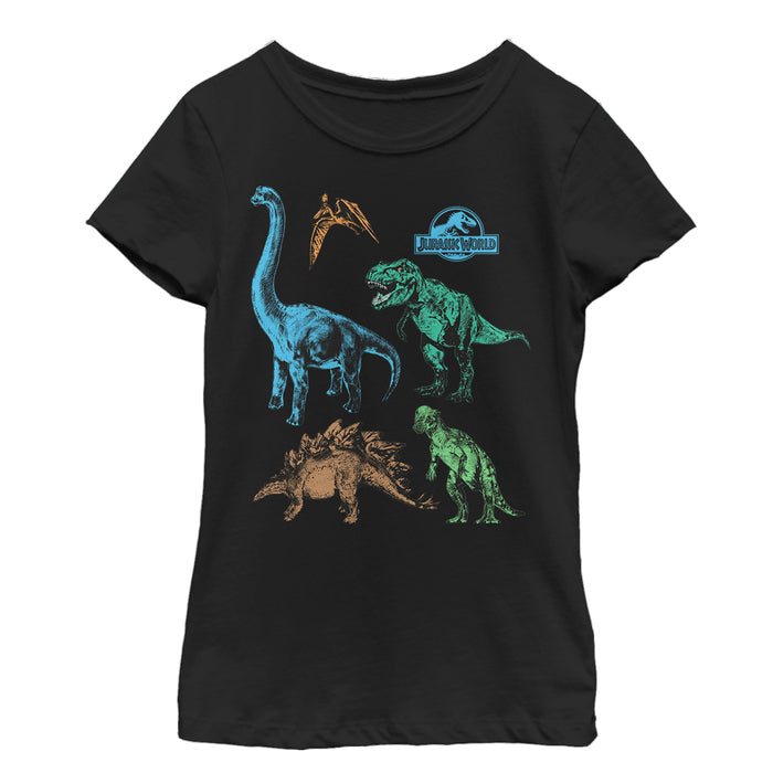 fifth sun Girl's Jurassic World Dinosaur Party T-Shirt