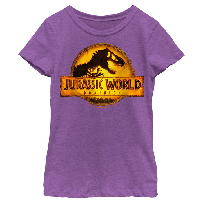 fifth sun Girl's Jurassic World: Dominion Glowing Dinosaur Logo T-Shirt