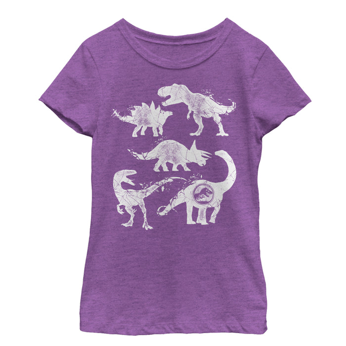 fifth sun Girl's Jurassic World: Fallen Kingdom Cracked Dinosaurs T-Shirt