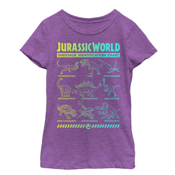 fifth sun Girl's Jurassic World: Fallen Kingdom Dinosaur Identification Card T-Shirt