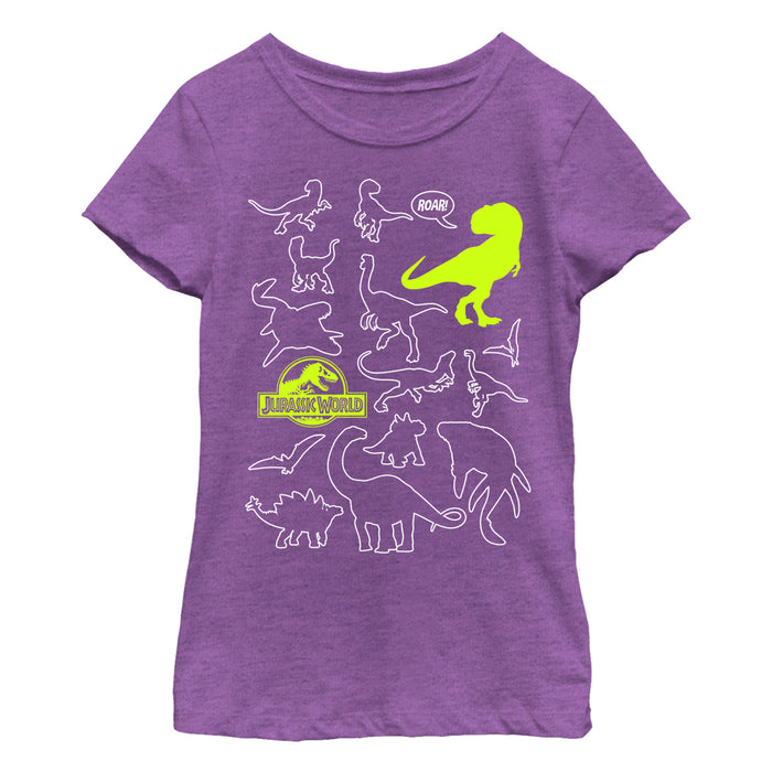 fifth sun Girl's Jurassic World: Fallen Kingdom Dinosaur Outline T-Shirt