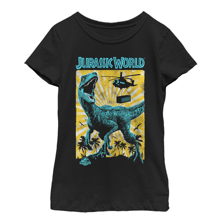 fifth sun Girl's Jurassic World: Fallen Kingdom Helicopter Capture T-Shirt