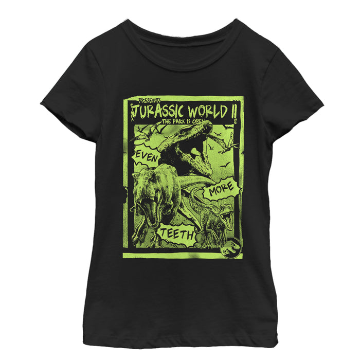 fifth sun Girl's Jurassic World: Fallen Kingdom More Teeth Poster T-Shirt