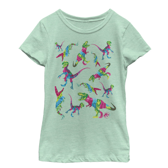 fifth sun Girl's Jurassic World: Fallen Kingdom Rainbow Dinosaurs T-Shirt