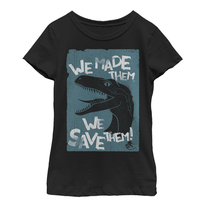 fifth sun Girl's Jurassic World: Fallen Kingdom We Save Them T-Shirt