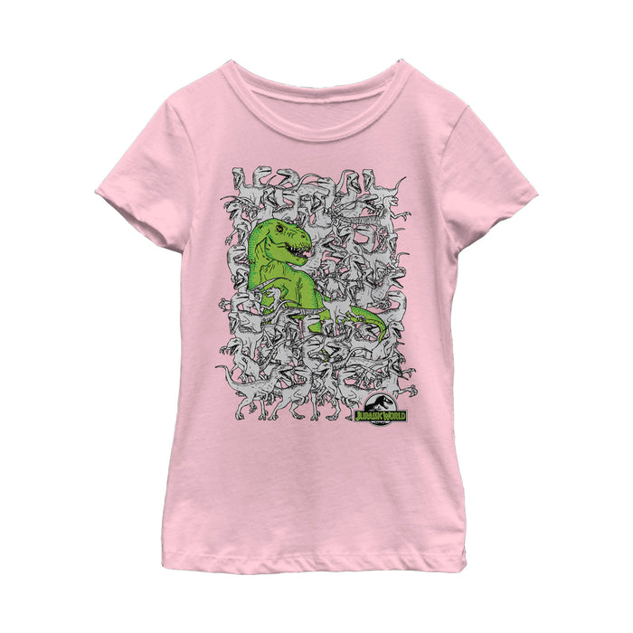 fifth sun Girl's Jurassic World Hidden T. Rex T-Shirt