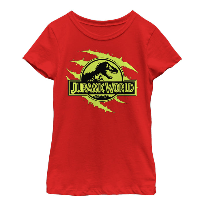 Fifth Sun Girl's Jurassic World Logo Claw Marks T-Shirt