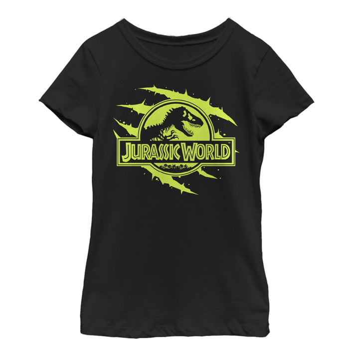 fifth sun Girl's Jurassic World Logo Claw Marks T-Shirt