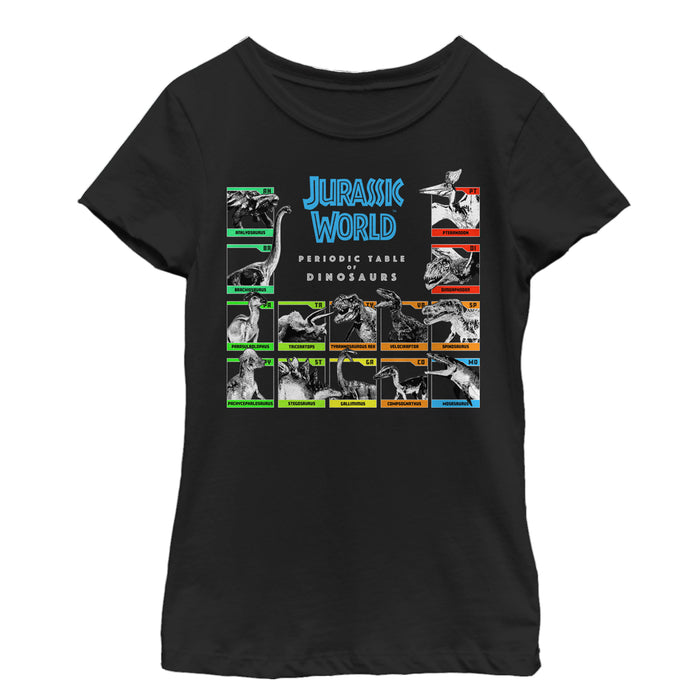 fifth sun Girl's Jurassic World Periodic Table of Dinosaurs T-Shirt