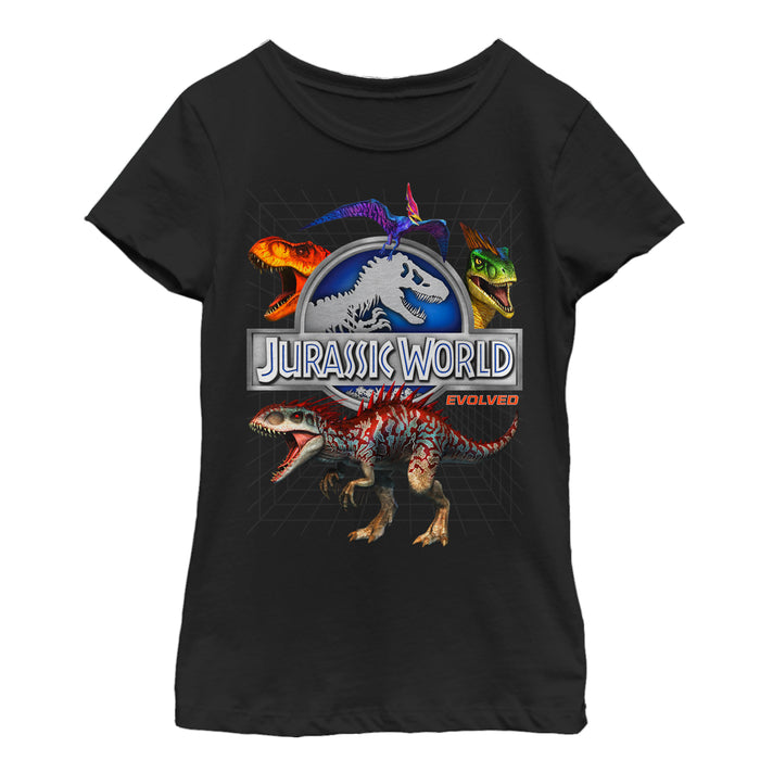 fifth sun Girl's Jurassic World Rainbow Dinosaurs T-Shirt