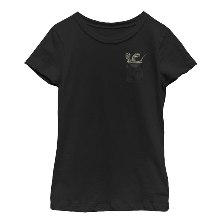 fifth sun Girl's Jurassic World Raptor Pocket Print T-Shirt