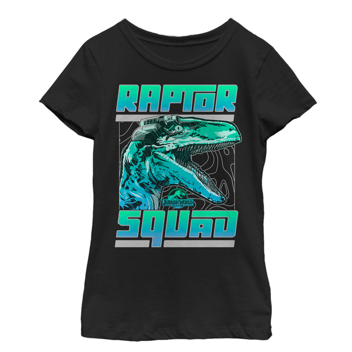 fifth sun Girl's Jurassic World Raptor Topographic Squad T-Shirt