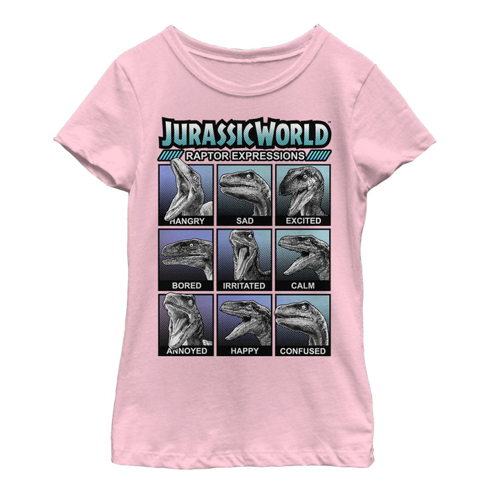 fifth sun Girl's Jurassic World Velociraptor Expressions T-Shirt