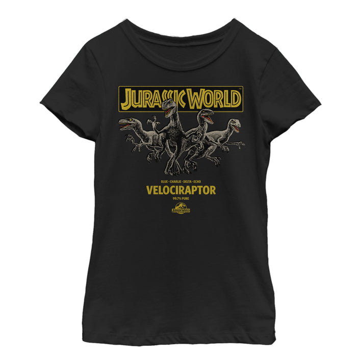 fifth sun Girl's Jurassic World Velociraptor Pure T-Shirt