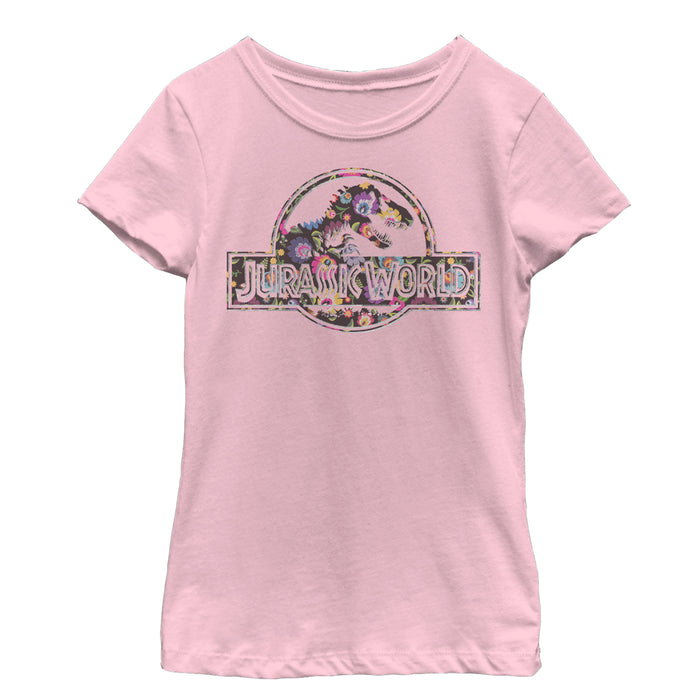 fifth sun Girl's Jurassic World Vintage Hippie Flower Logo T-Shirt