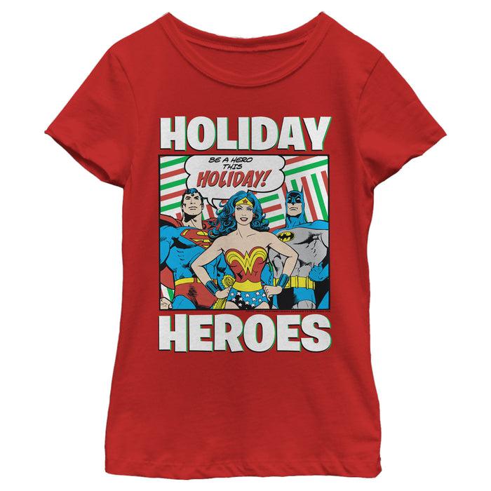 fifth sun Girl's Justice League Holiday Heroes T-Shirt