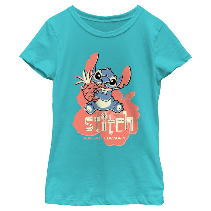 Fifth Sun Girl's Lilo & Stitch Kauai Pineapple Stitch T-Shirt
