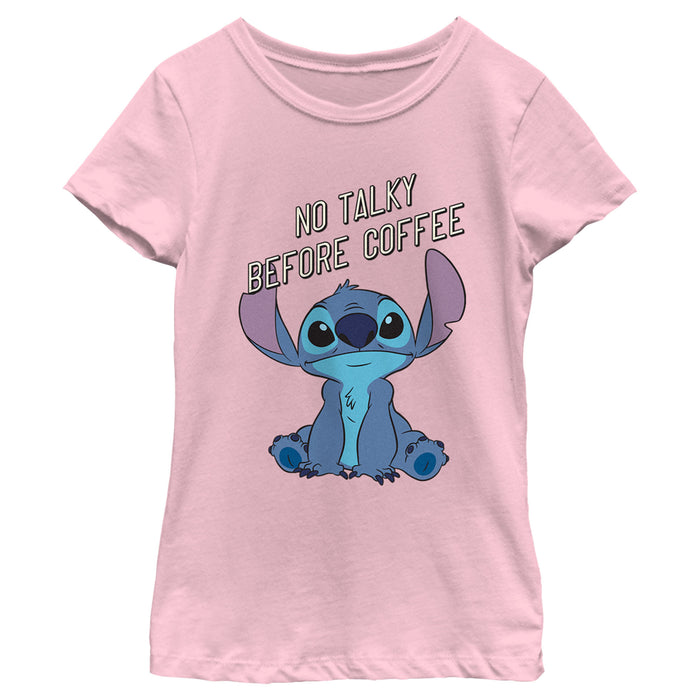 fifth sun Girl's Lilo & Stitch No Talky Before Coffee T-Shirt