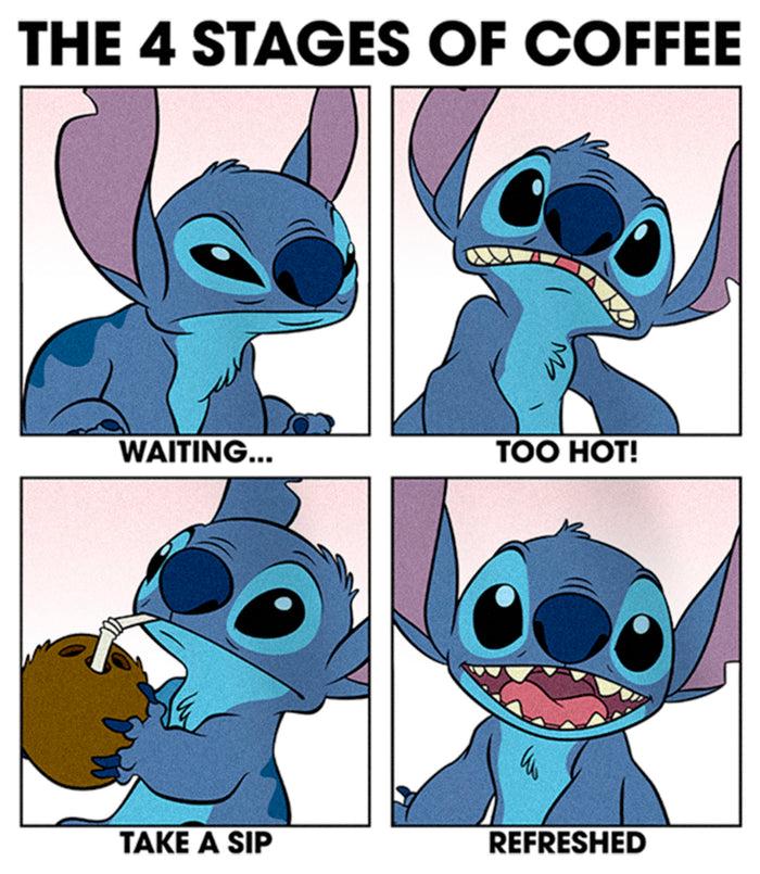 Fifth Sun Girl's Lilo & Stitch The 4 Stages Of Coffee T-Shirt