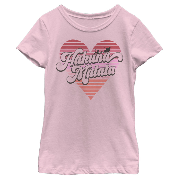 fifth sun Girl's Lion King Hakuna Matata Stripe Heart T-Shirt