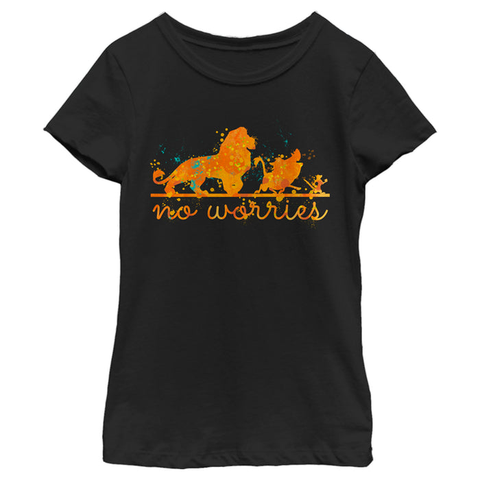 fifth sun Girl's Lion King No Worries Splatter Paint T-Shirt