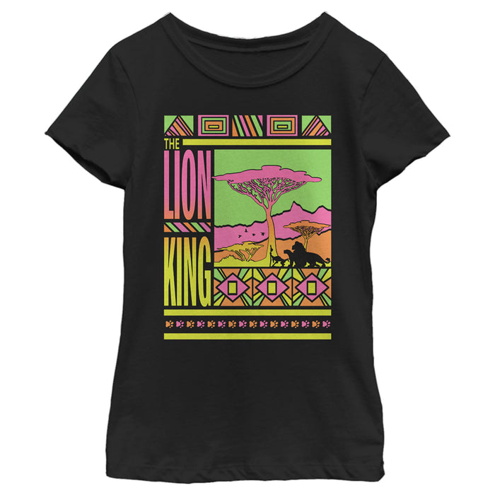 fifth sun Girl's Lion King Retro Neon Savannah T-Shirt