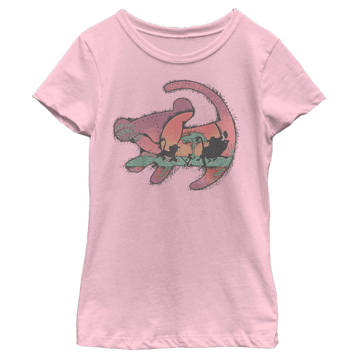fifth sun Girl's Lion King Retro Sunset Drawing T-Shirt