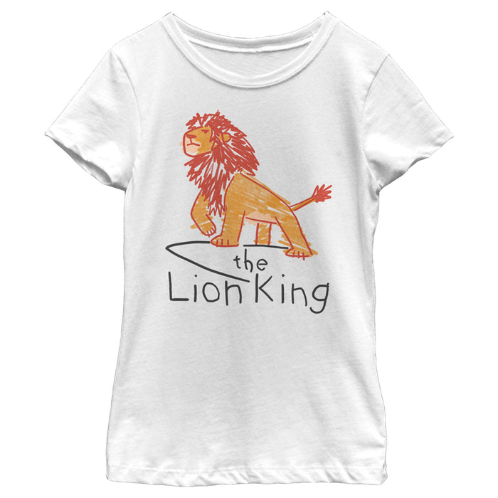 fifth sun Girl's Lion King Simba Cartoon Scrawl T-Shirt