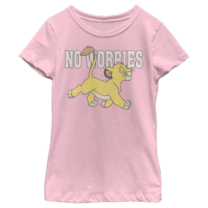 fifth sun Girl's Lion King Simba No Worries Distressed T-Shirt