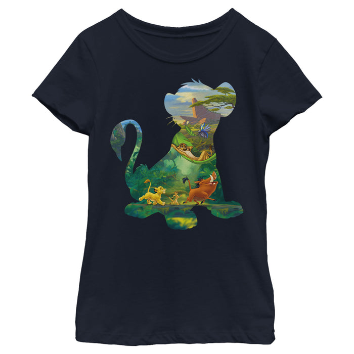 Fifth Sun Girl's Lion King Simba Silhouette Pride Rock T-Shirt