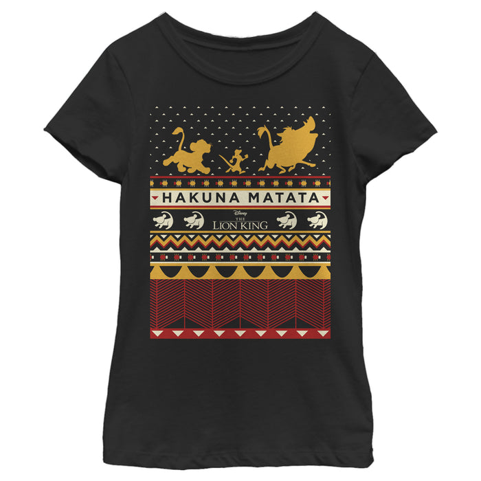 fifth sun Girl's Lion King Ugly Christmas Hakuna Matata T-Shirt