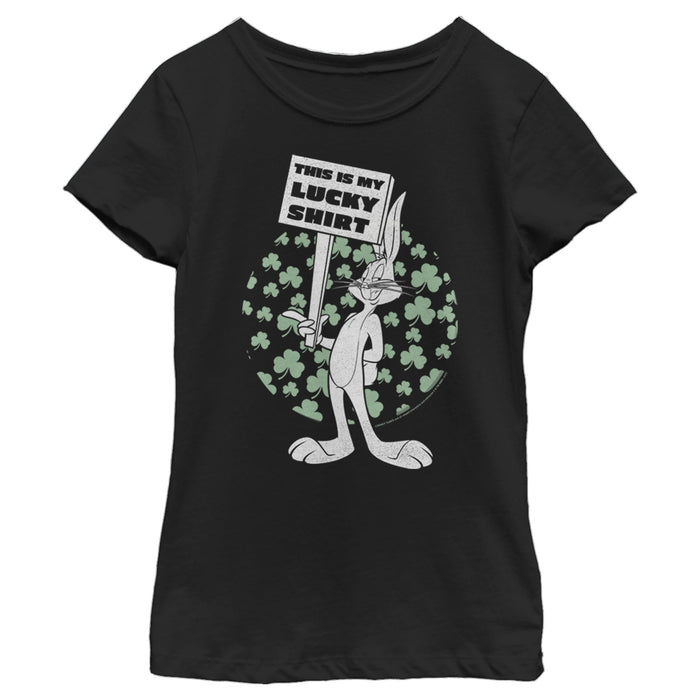 fifth sun Girl's Looney Tunes St. Patrick's Day Bugs Bunny This is My Lucky Shirt T-Shirt