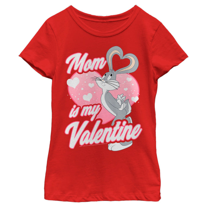 fifth sun Girl's Looney Tunes Valentine's Day Bugs Bunny Mom is my Valentine T-Shirt