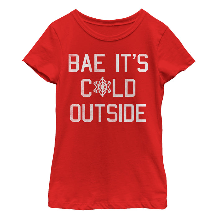 fifth sun Girl's Lost Gods Christmas Bae It's Cold Outside T-Shirt