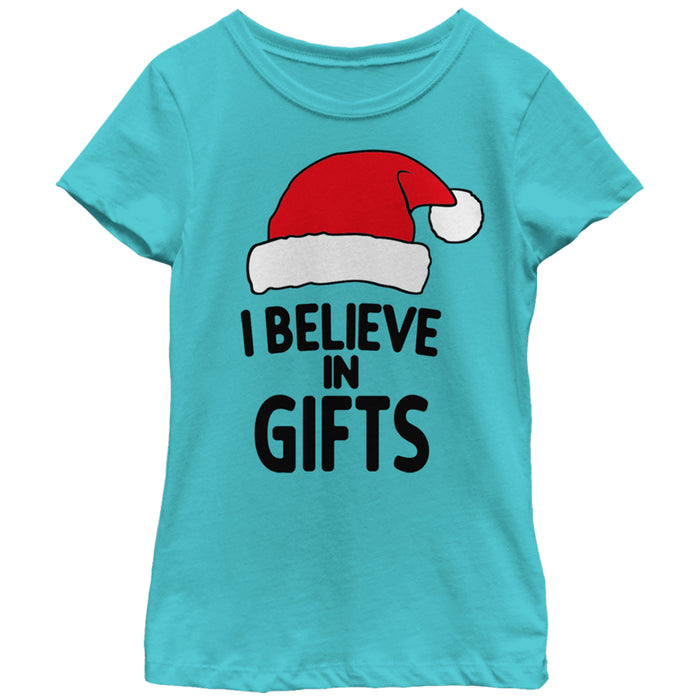 fifth sun Girl's Lost Gods Christmas Believe in Gifts T-Shirt