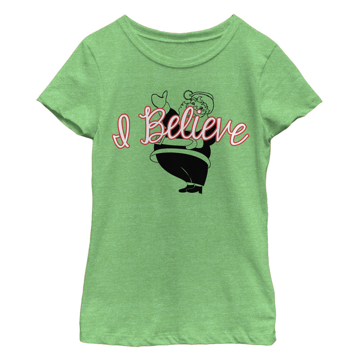 Fifth Sun Girl's Lost Gods Christmas I Believe Santa Claus T-Shirt
