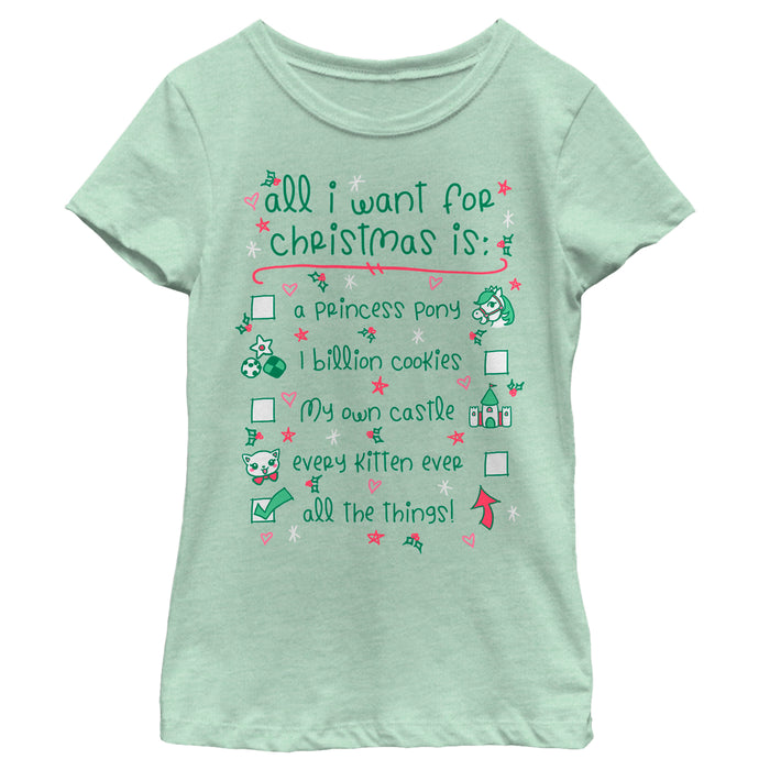 Fifth Sun Girl's Lost Gods Christmas I Want All The Things T-Shirt
