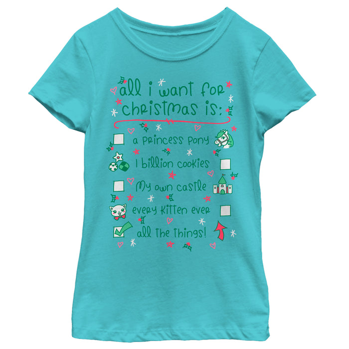 fifth sun Girl's Lost Gods Christmas I want All the Things T-Shirt