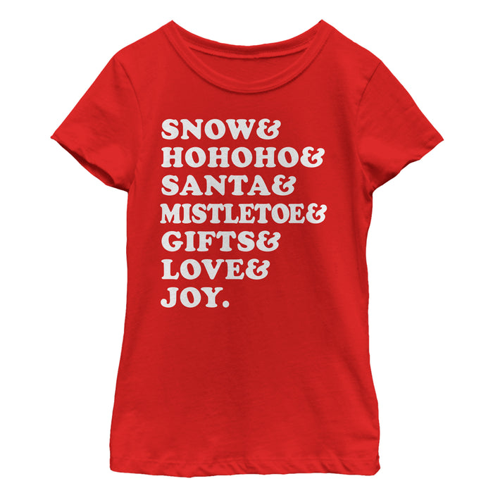 fifth sun Girl's Lost Gods Christmas Season List T-Shirt
