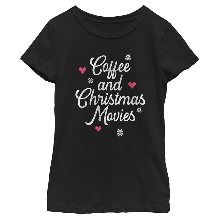 fifth sun Girl's Lost Gods Coffee and Christmas Movies Distressed T-Shirt