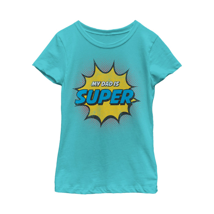 fifth sun Girl's Lost Gods Father's Day Retro Comic Super Dad T-Shirt