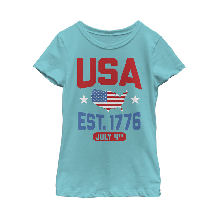 fifth sun Girl's Lost Gods Fourth of July USA Est. 1776 T-Shirt