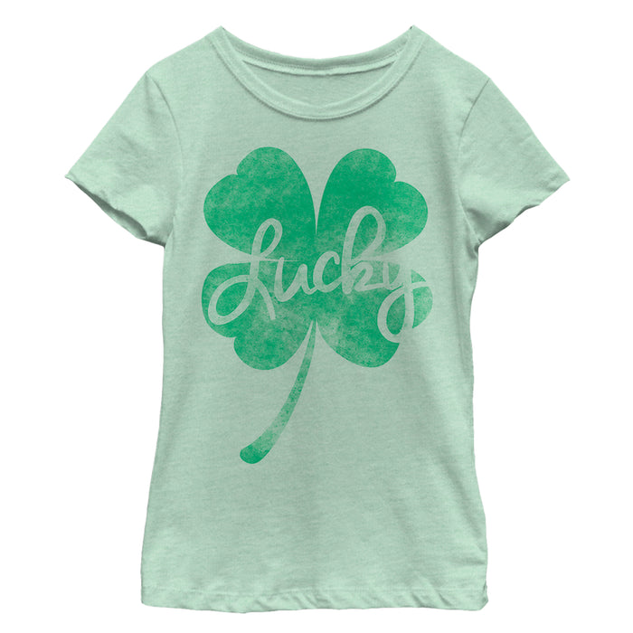fifth sun Girl's Lost Gods St. Patrick's Day Lucky Retro Shamrock T-Shirt