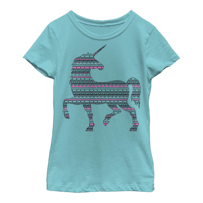 fifth sun Girl's Lost Gods Unicorn Geometric Pattern T-Shirt